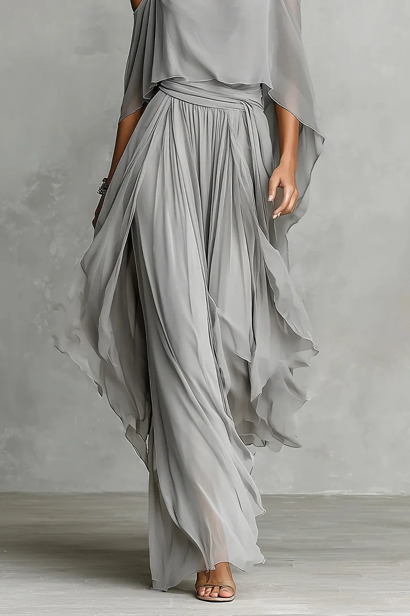 Aria | Completo Chiffon Grigio Spalle Scoperte