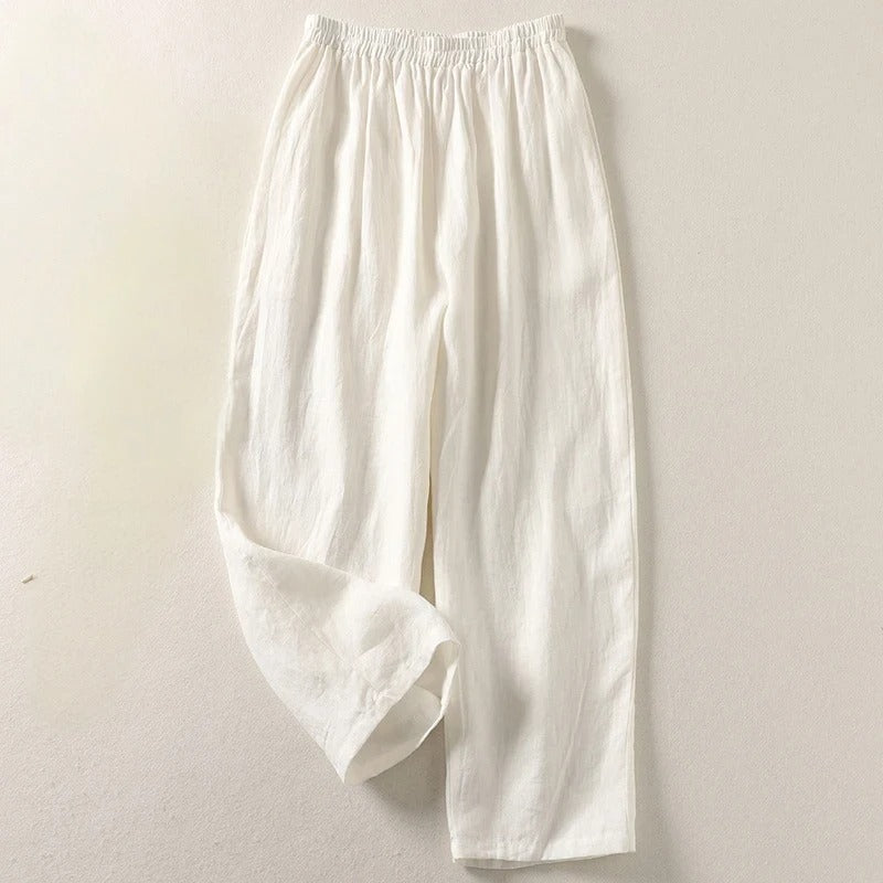 Amalia | Pantaloni Fluidi in Cotone e Lino