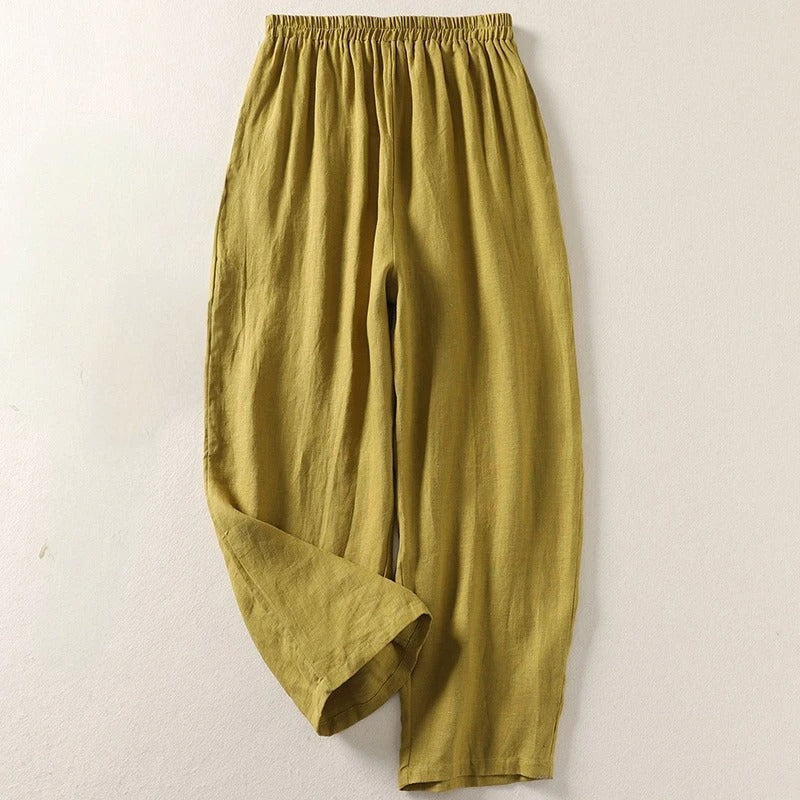 Amalia | Pantaloni Fluidi in Cotone e Lino