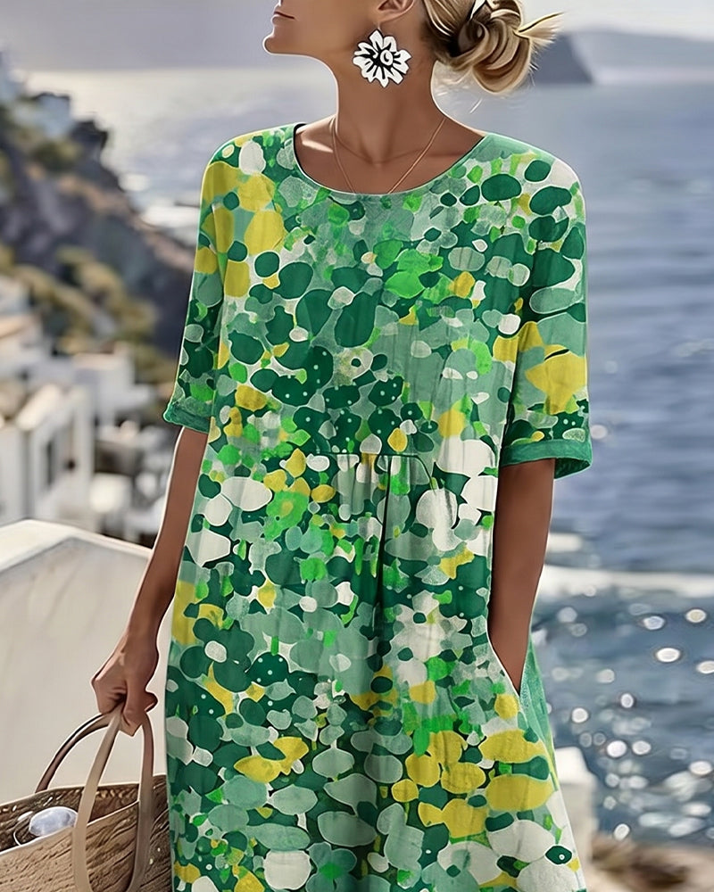 Elena | Abito Midi a Fiori, Morbido e Leggero