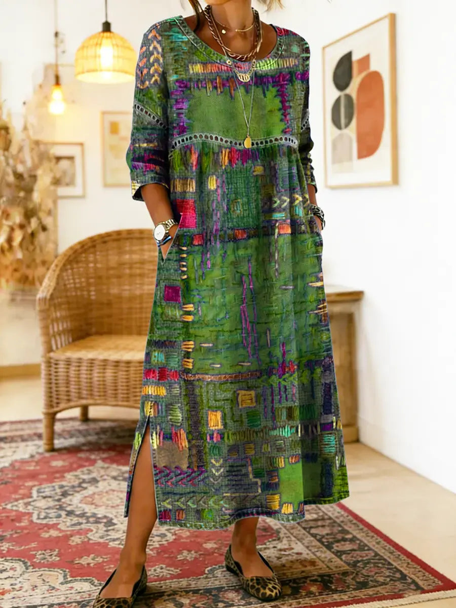 Manuela Abito in Denim con Patchwork Etnico