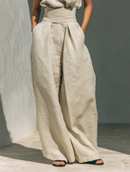 Lili – Ensemble minimaliste en coton et toile : débardeur et pantalon ample pour femmes