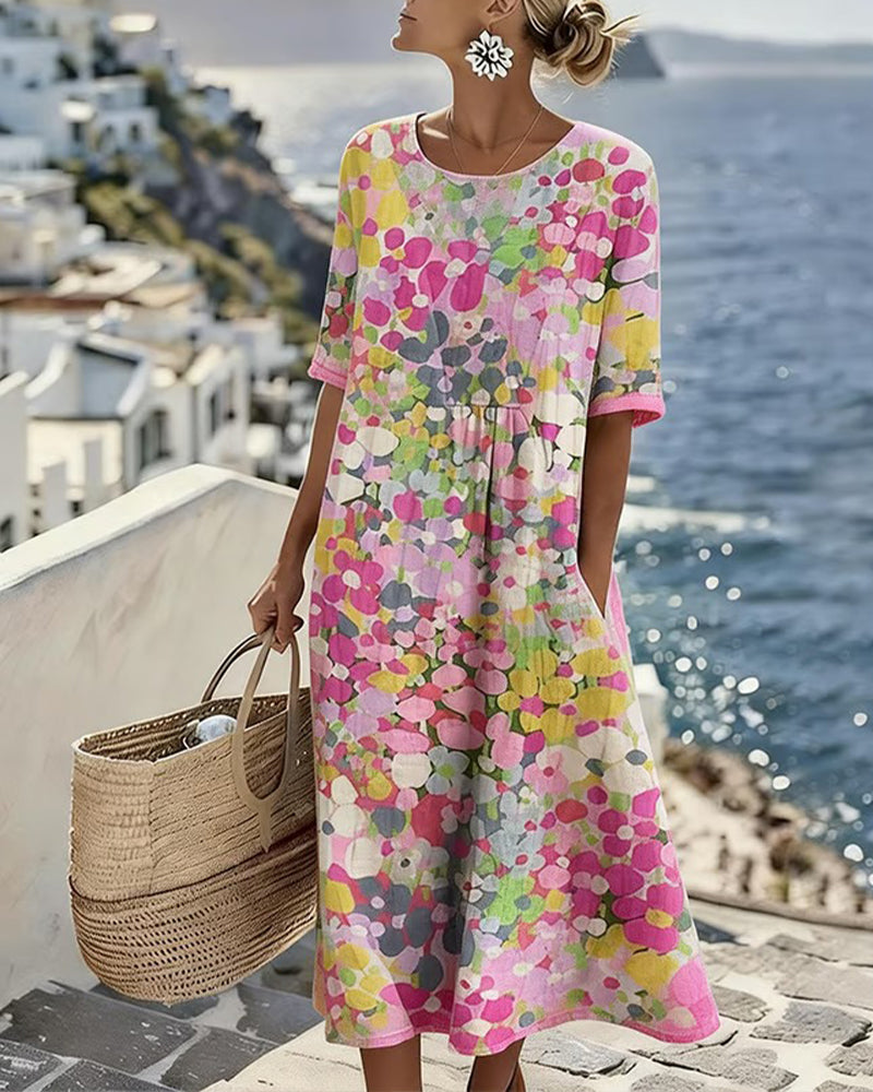 Elena | Abito Midi a Fiori, Morbido e Leggero