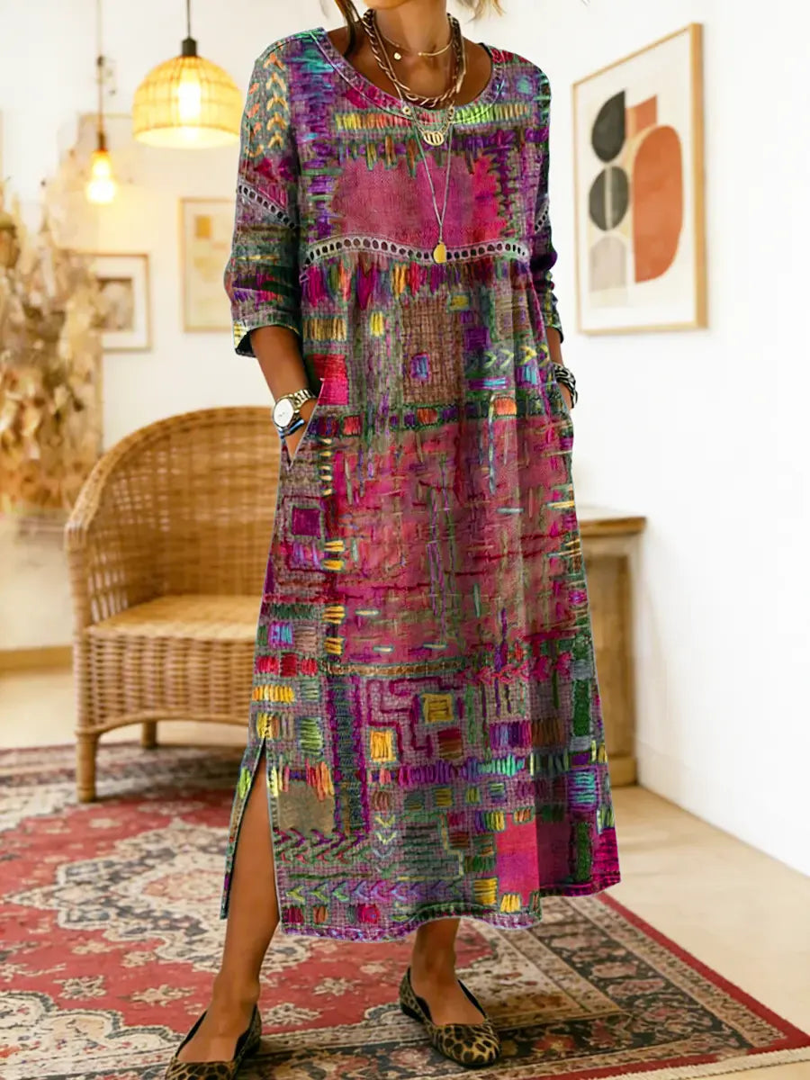 Manuela Abito in Denim con Patchwork Etnico