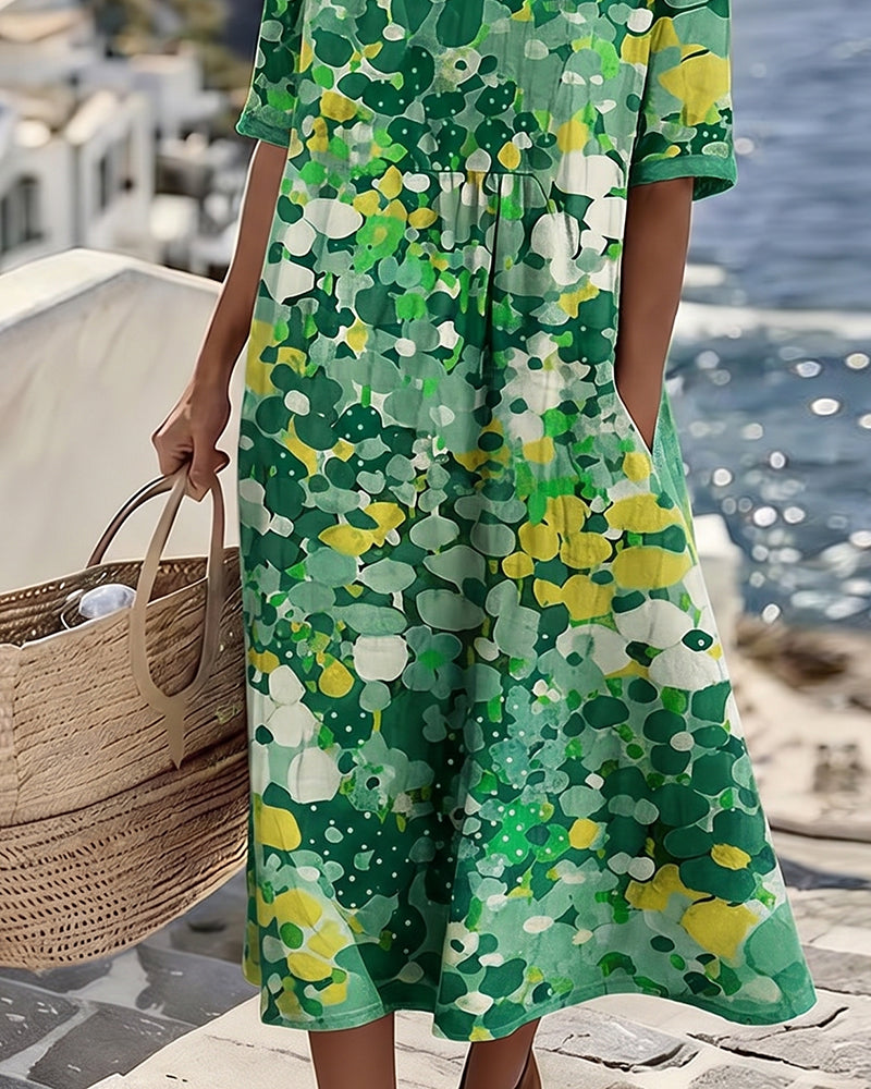Elena | Abito Midi a Fiori, Morbido e Leggero