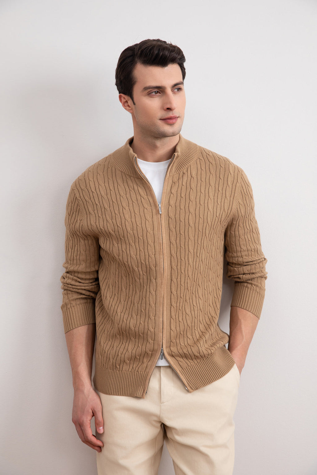 Maglione a Trecce con Zip