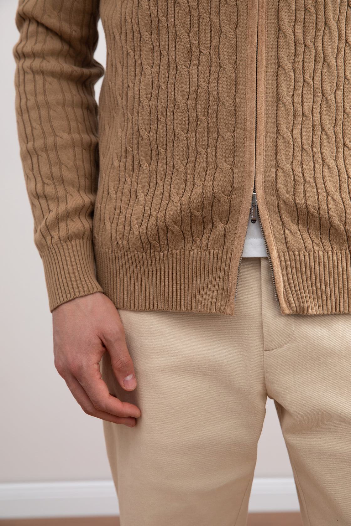 Maglione a Trecce con Zip