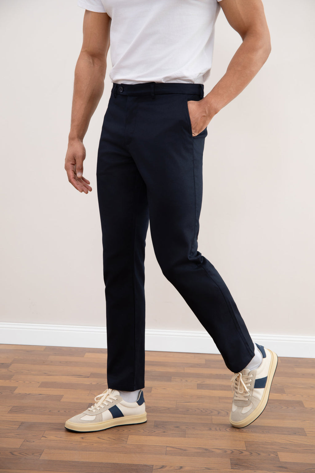 Pantaloni Dritti Blu Navy
