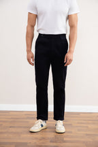 Pantaloni Dritti in Velluto a Coste Blu Navy