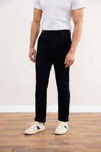 Pantaloni Dritti in Velluto a Coste Blu Navy