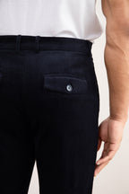 Pantaloni Dritti in Velluto a Coste Blu Navy