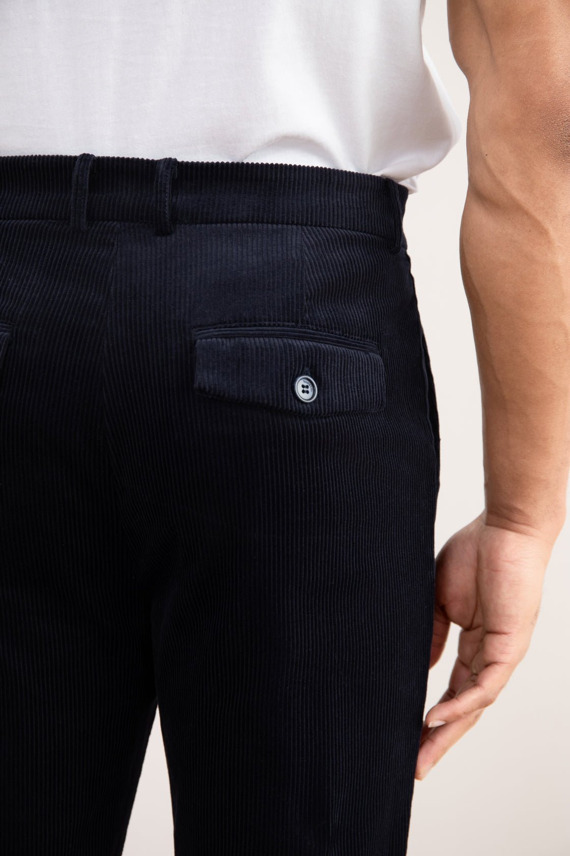 Pantaloni Dritti in Velluto a Coste Blu Navy