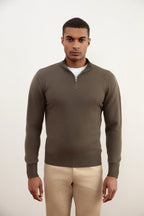 Maglione in Lana Merino con Mezza Zip