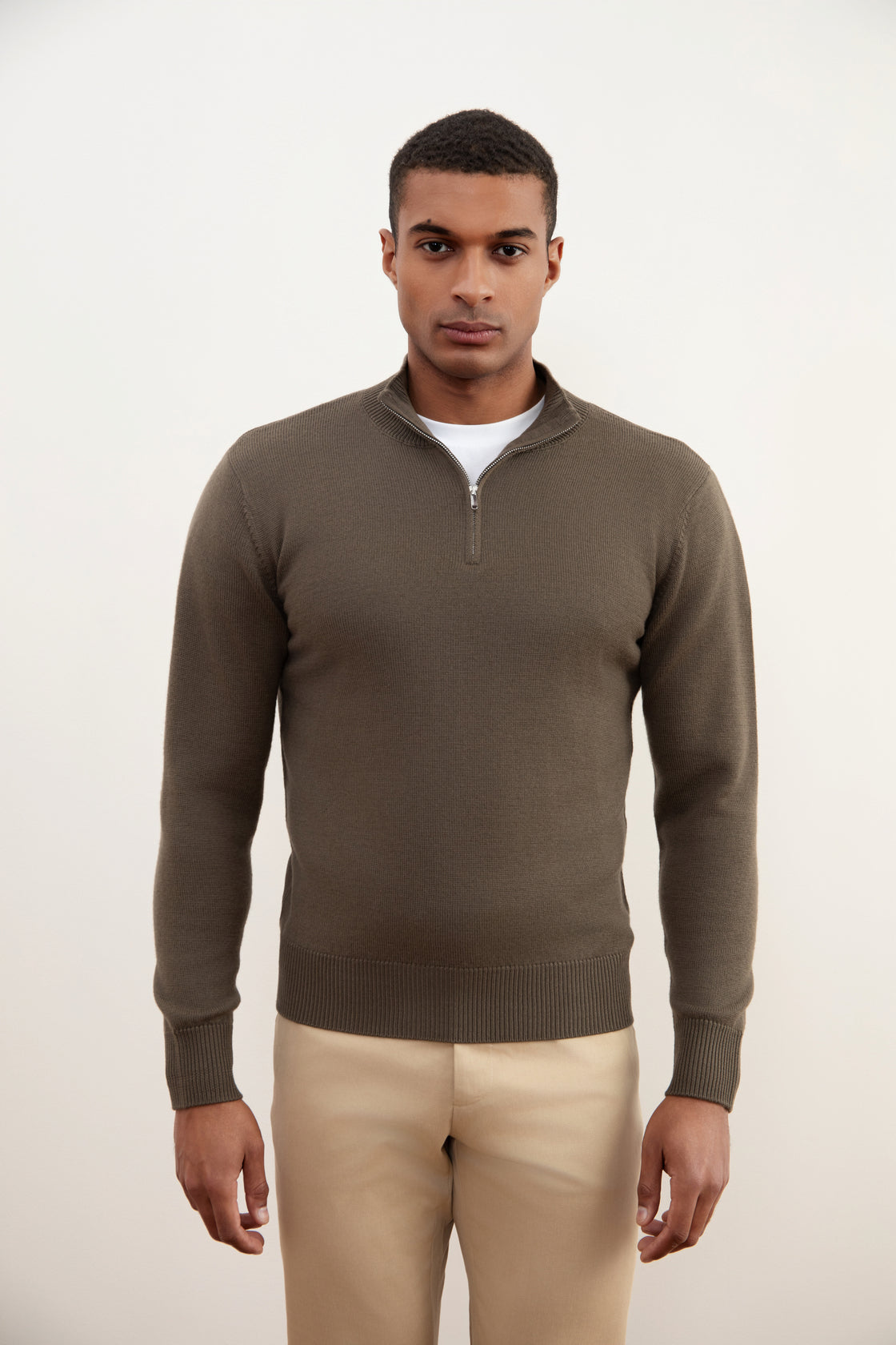 Maglione in Lana Merino con Mezza Zip