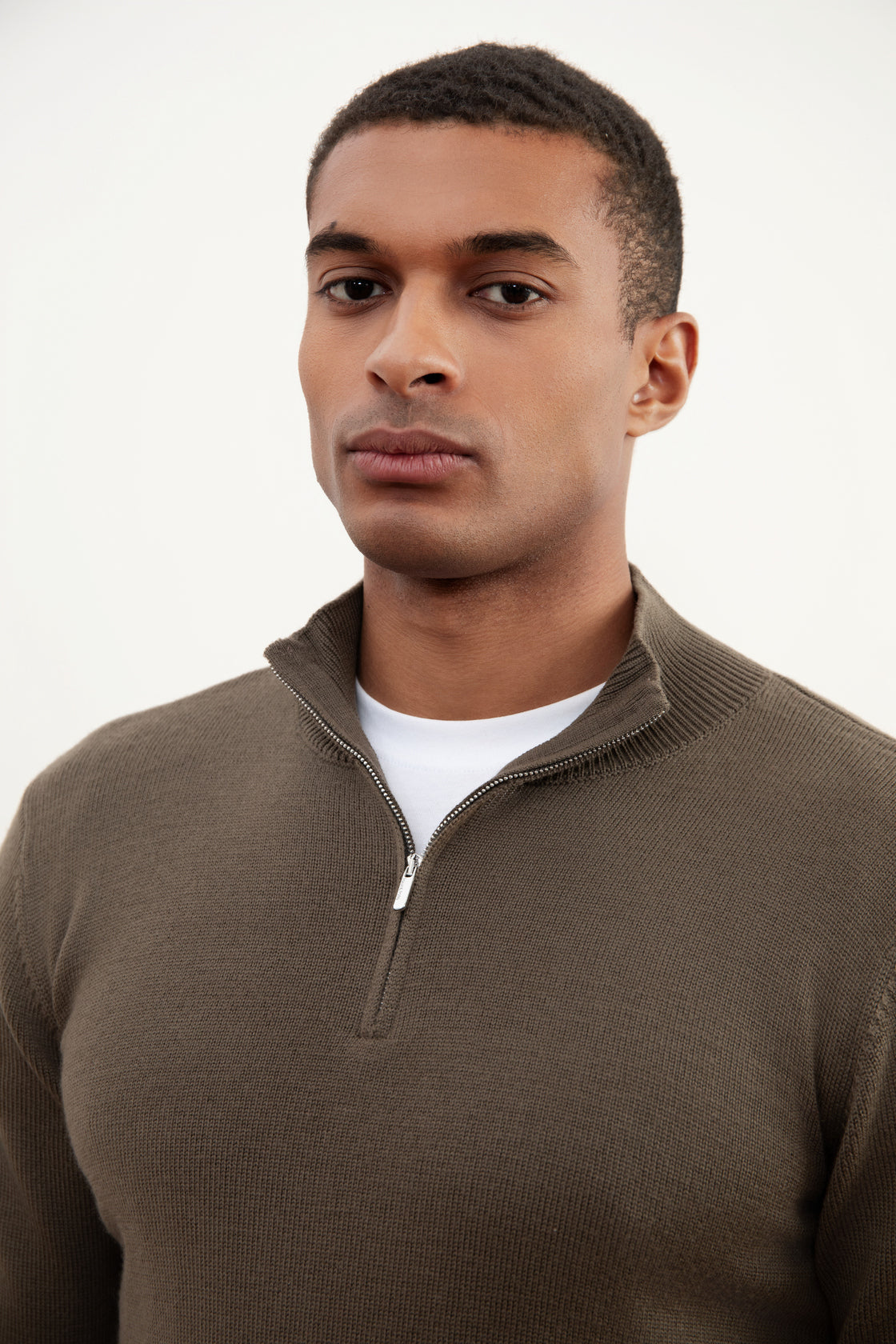 Maglione in Lana Merino con Mezza Zip