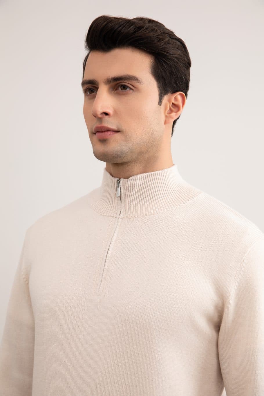 Maglione in Lana Merino con Mezza Zip