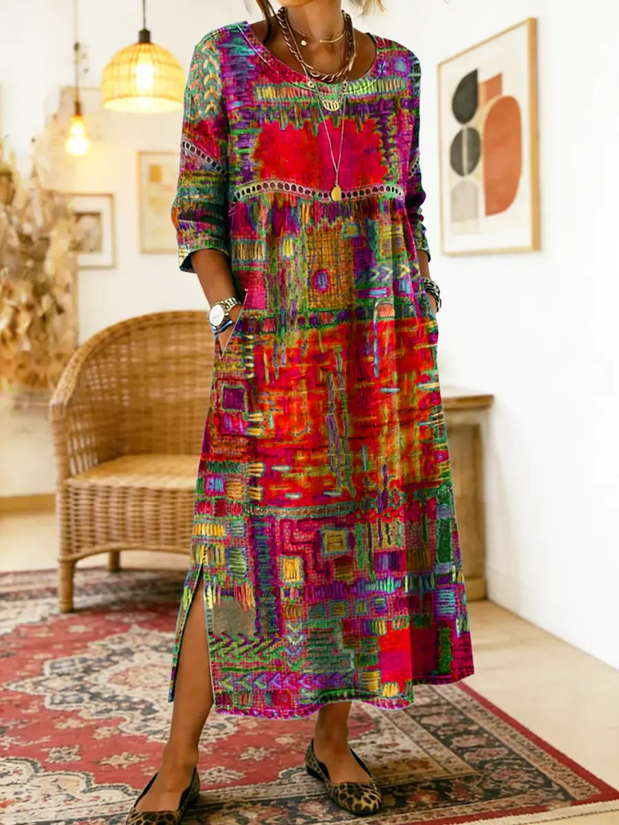 Manuela Abito in Denim con Patchwork Etnico