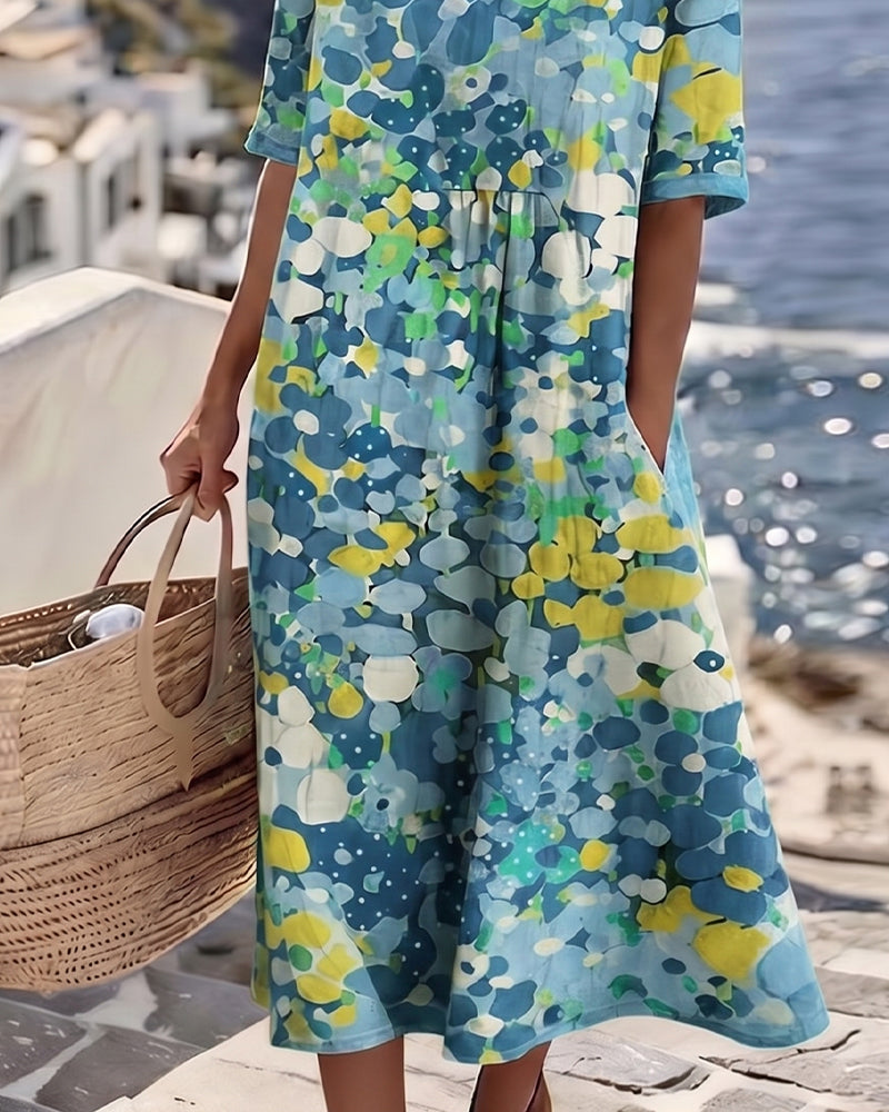 Elena | Abito Midi a Fiori, Morbido e Leggero