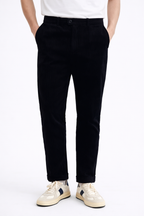 Pantaloni Dritti in Velluto a Coste Blu Navy