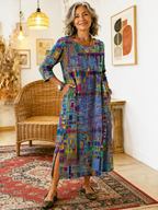 Manuela Abito in Denim con Patchwork Etnico