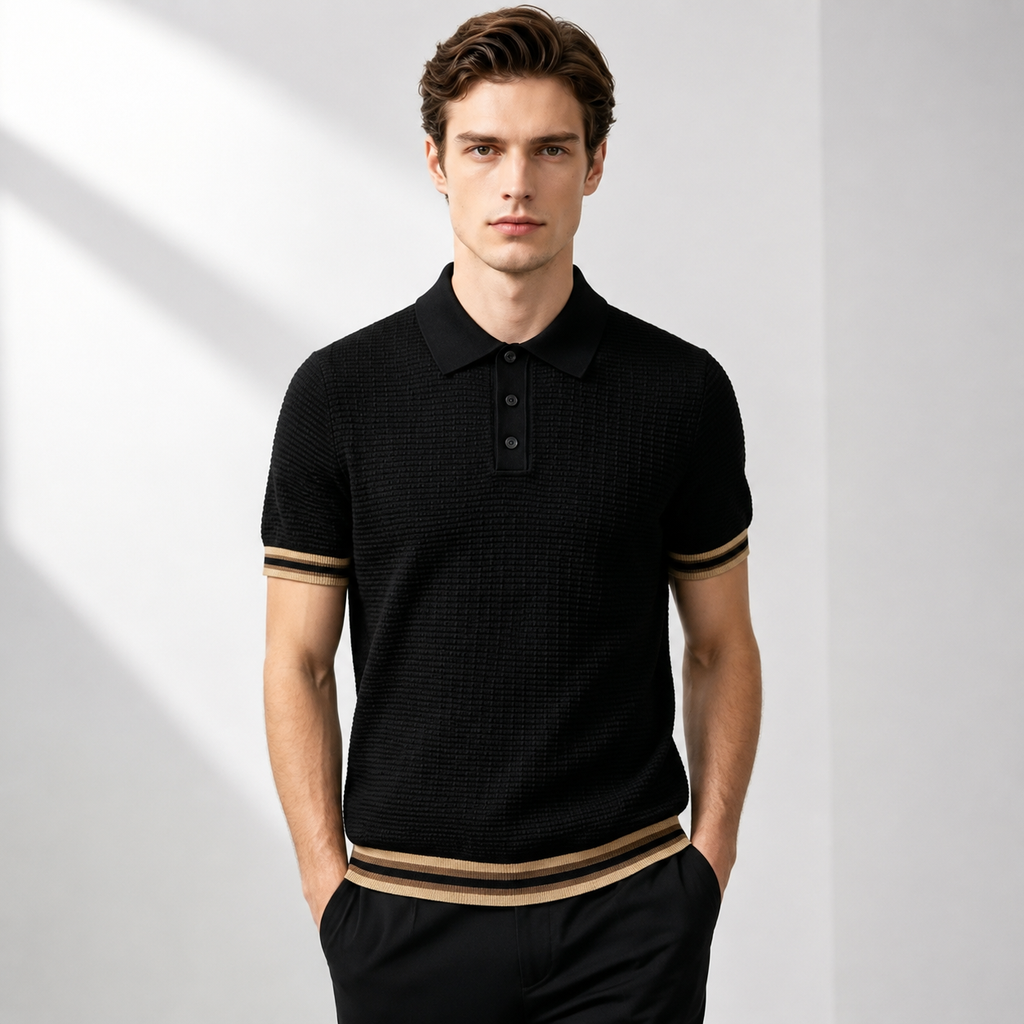 Montero | Polo Knit Texture con Bordi a Contrasto