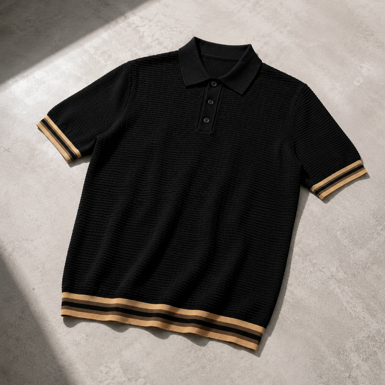 Montero | Polo Knit Texture con Bordi a Contrasto