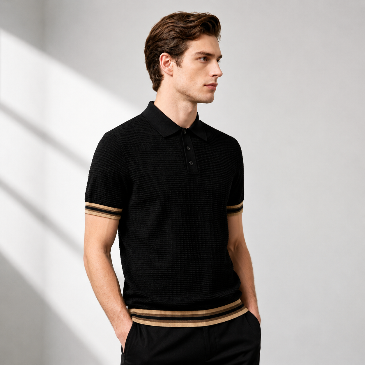Montero | Polo Knit Texture con Bordi a Contrasto