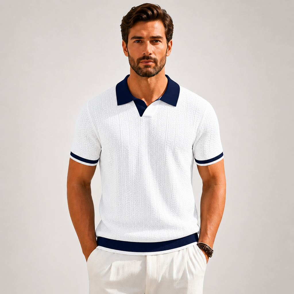 Stefano | Polo Knit Texture con Bordi a Contrasto