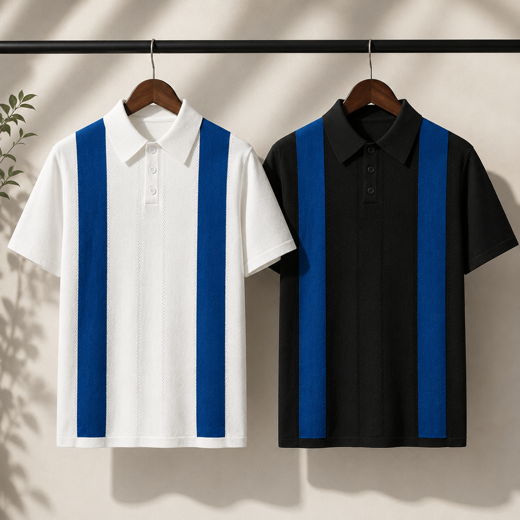 Roman | Polo Knit Righe Verticali Bicolore