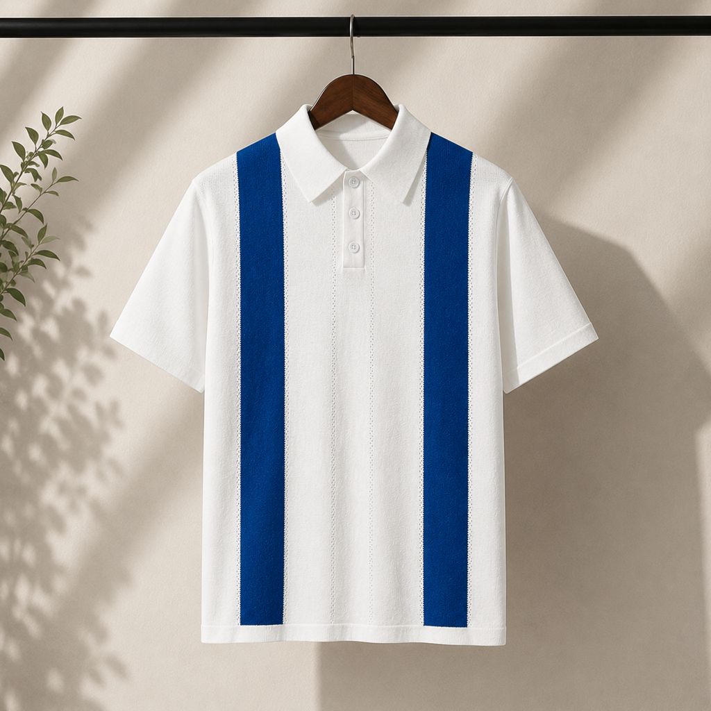 Roman | Polo Knit Righe Verticali Bicolore