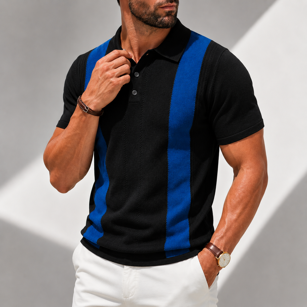 Roman | Polo Knit Righe Verticali Bicolore