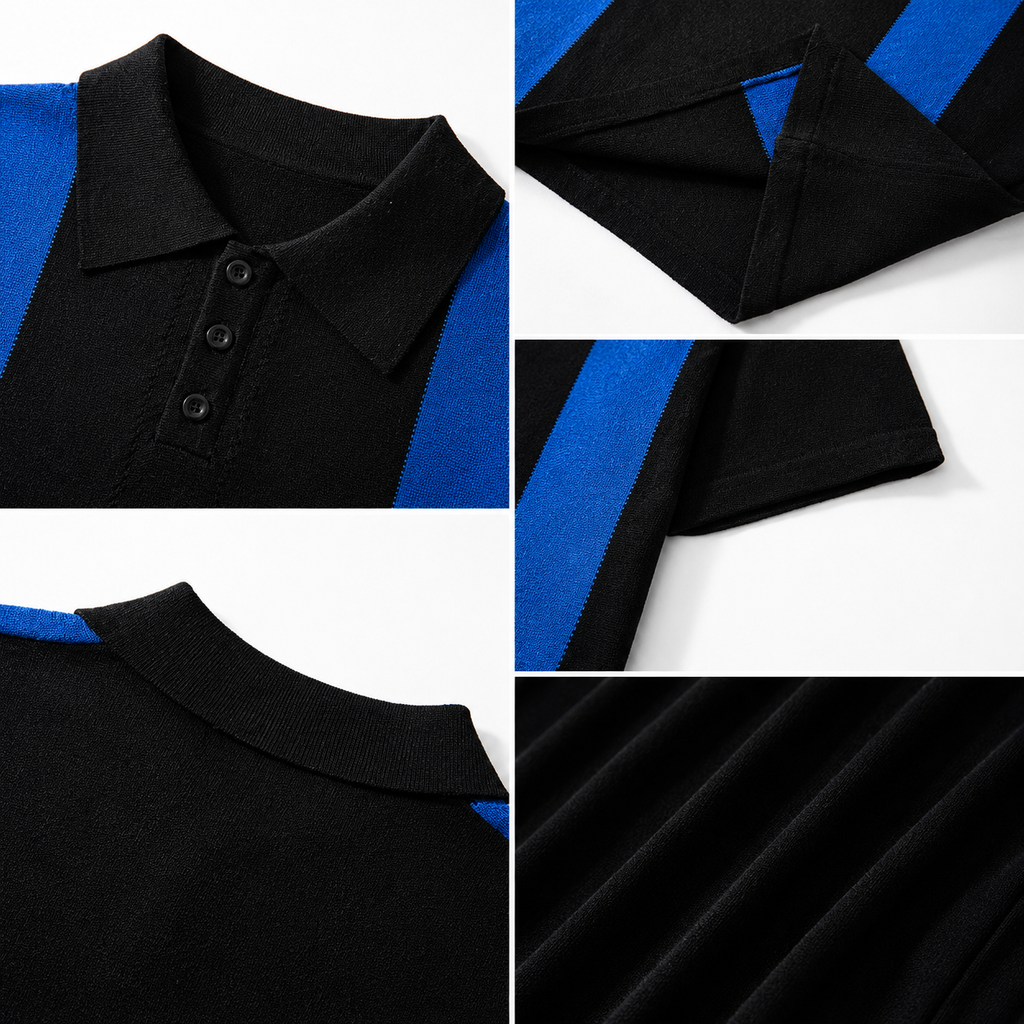 Roman | Polo Knit Righe Verticali Bicolore