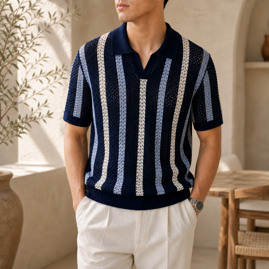 Capri | Polo Knit Traspirante a Righe