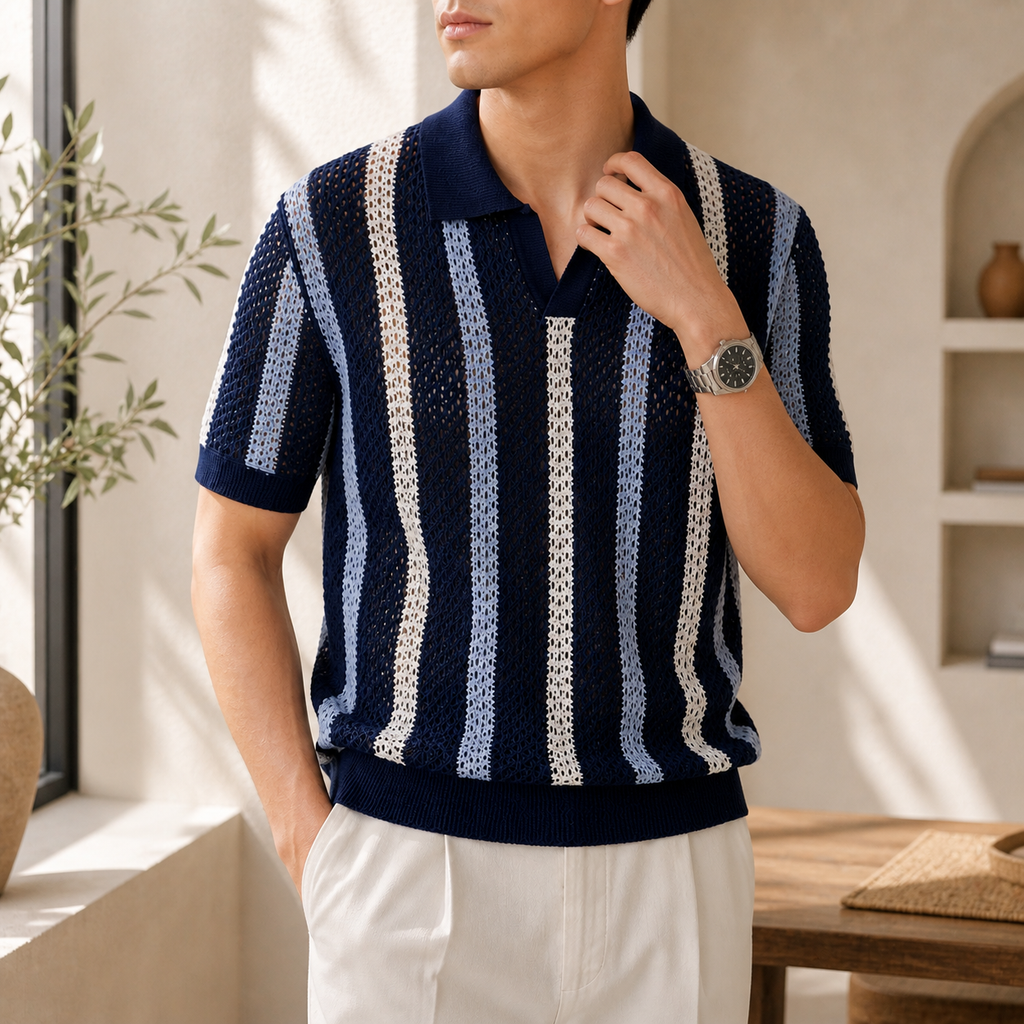 Capri | Polo Knit Traspirante a Righe