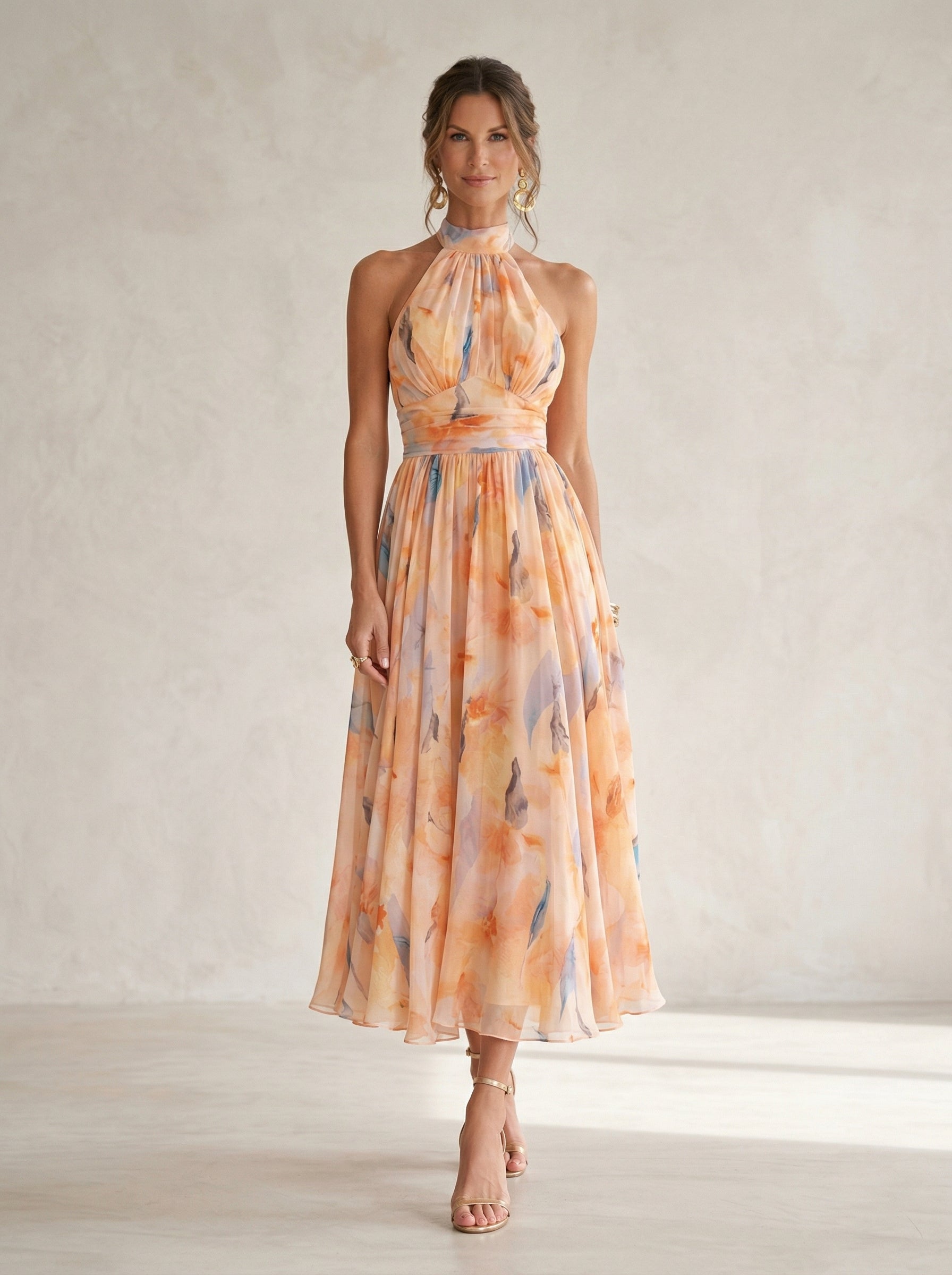 ESTHER | Abito Halter con Stampa Acquerello