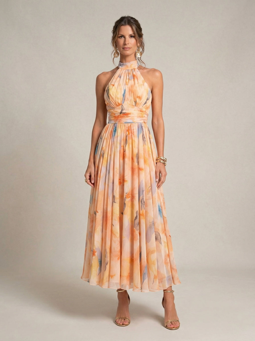 ESTHER | Abito Halter con Stampa Acquerello