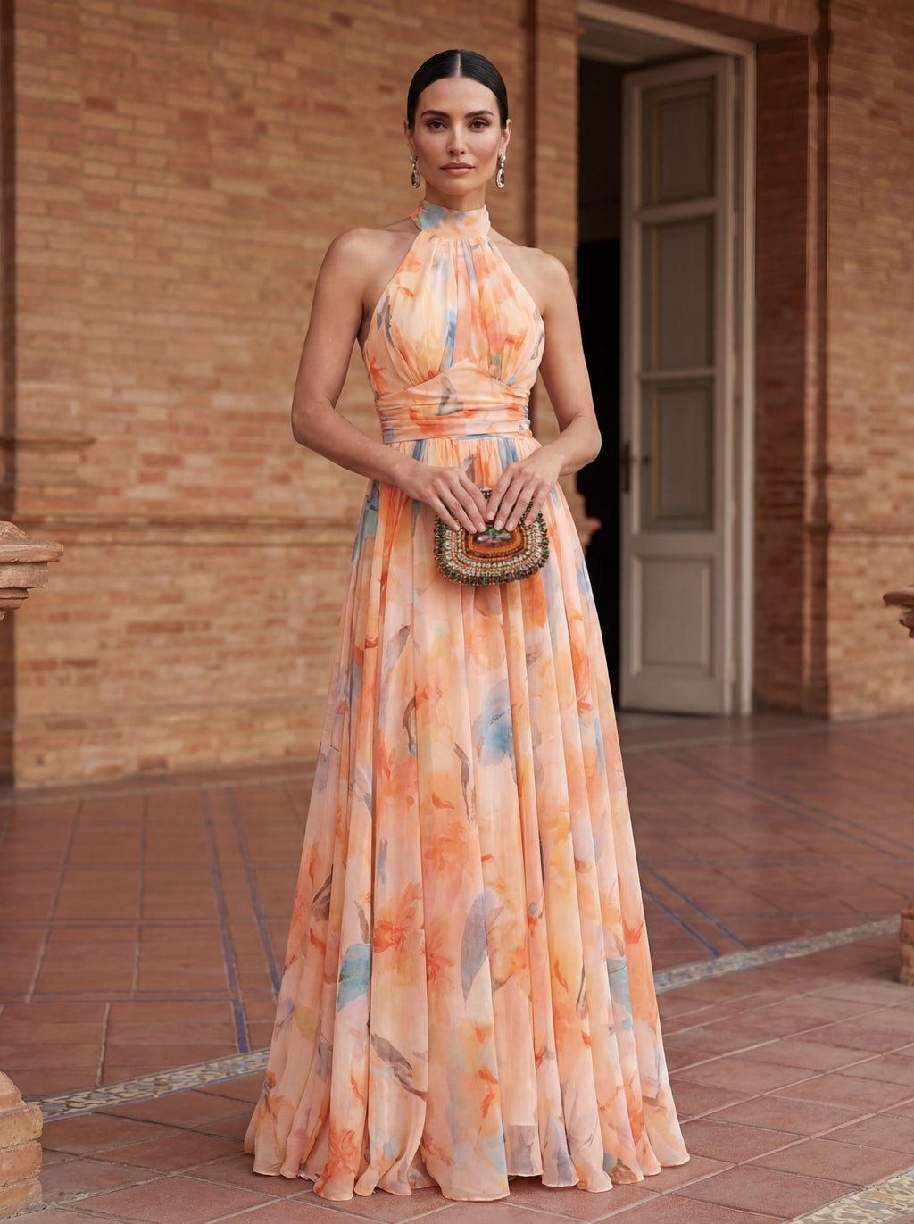 ESTHER | Abito Halter con Stampa Acquerello