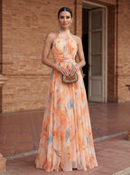 ESTHER | Abito Halter con Stampa Acquerello
