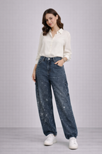Jeans a Zampa con Strass