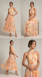 ESTHER | Abito Halter con Stampa Acquerello