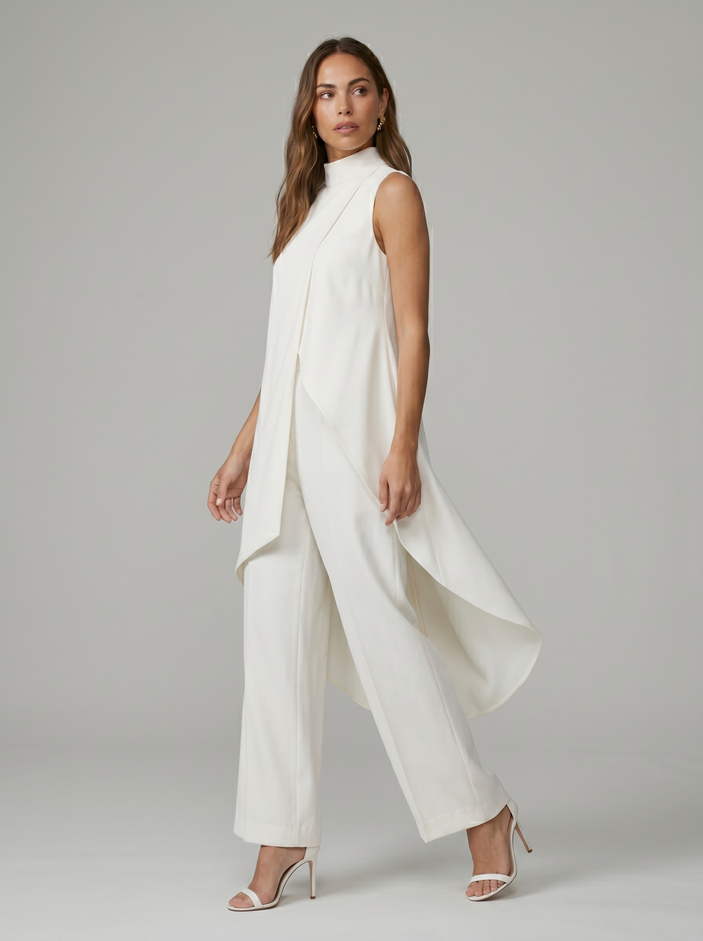 Sara | Completo Lungo Elegante Asimmetrico con Pantalone Ampio