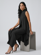 Sara | Completo Lungo Elegante Asimmetrico con Pantalone Ampio