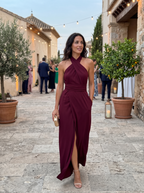 Malena | Vestito Lungo Elegante con Scollo Halter Incrociato