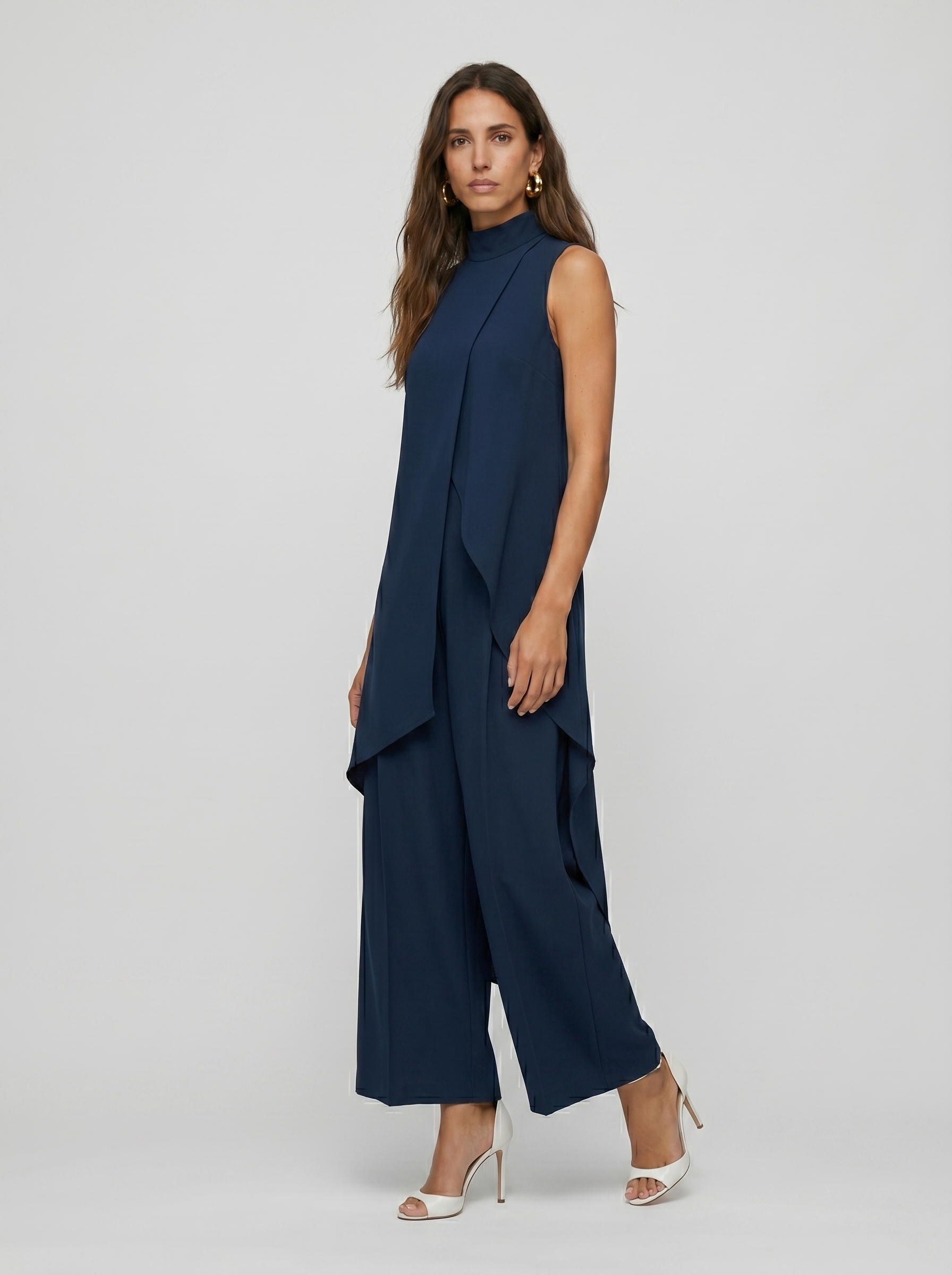 Sara | Completo Lungo Elegante Asimmetrico con Pantalone Ampio