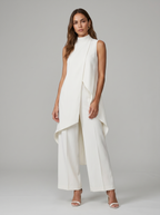 Sara | Completo Lungo Elegante Asimmetrico con Pantalone Ampio