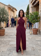Malena | Vestito Lungo Elegante con Scollo Halter Incrociato