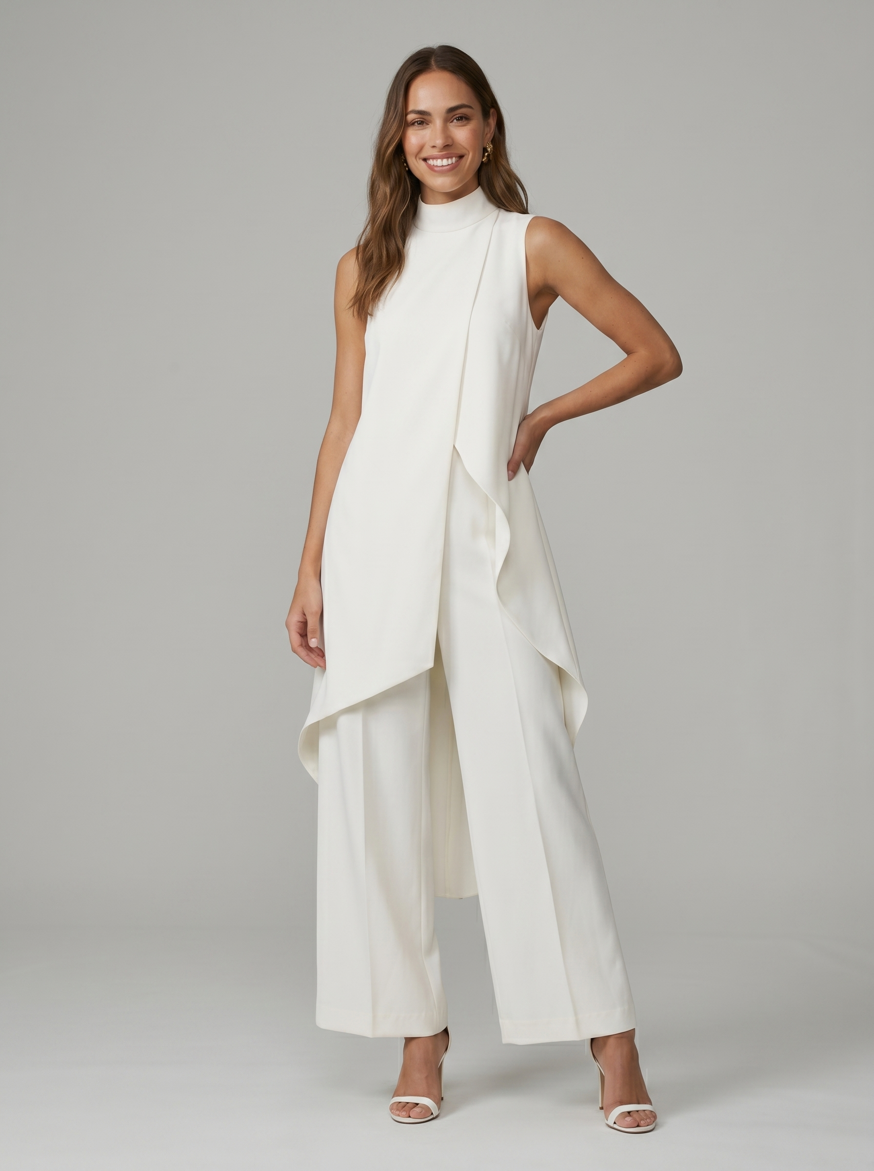 Sara | Completo Lungo Elegante Asimmetrico con Pantalone Ampio