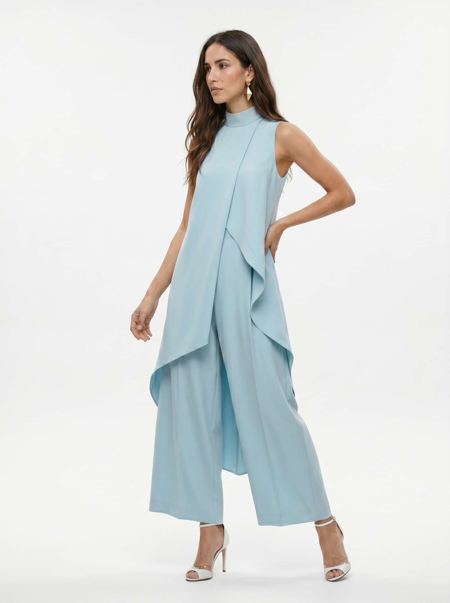 Sara | Completo Lungo Elegante Asimmetrico con Pantalone Ampio
