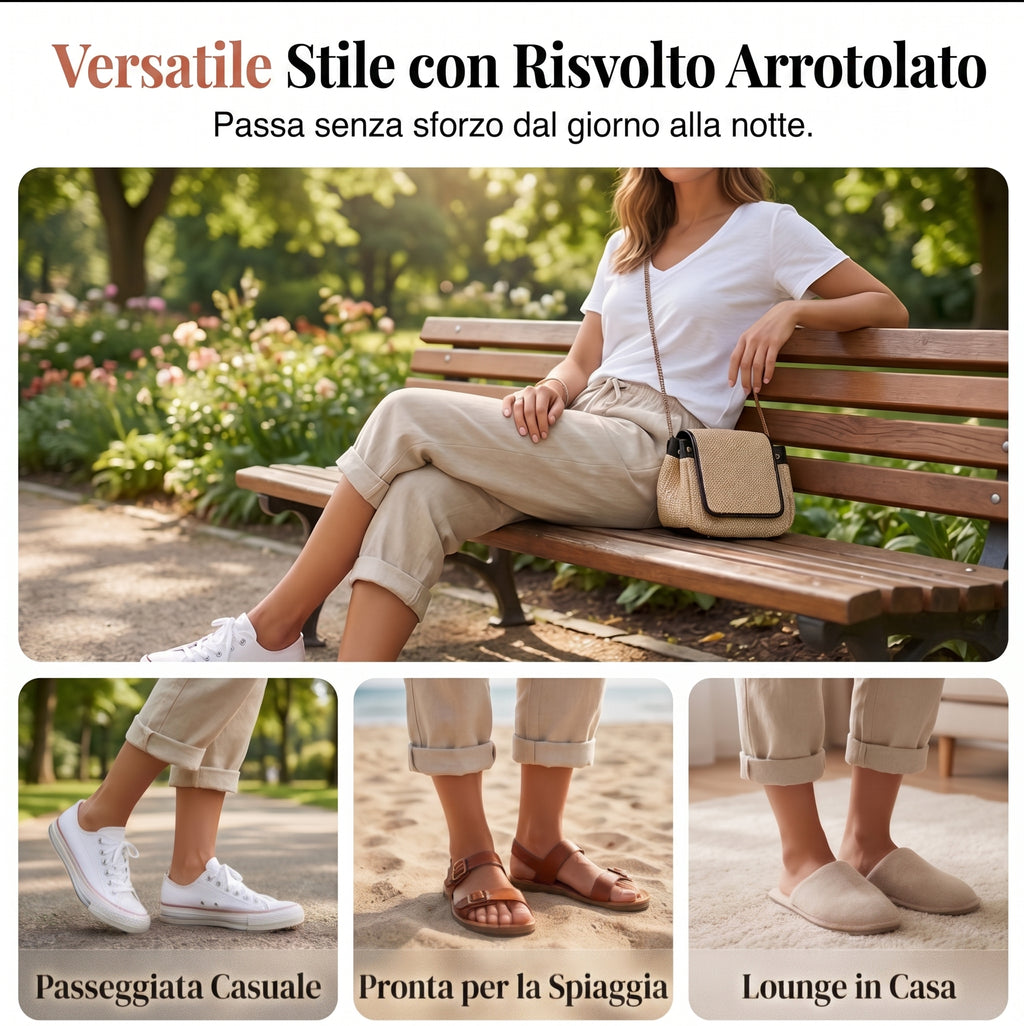 Pantaloni Capri in Cotone e Lino