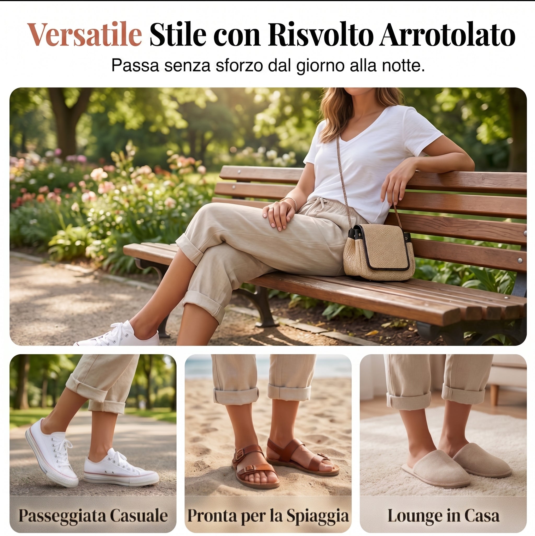 Pantaloni Capri in Cotone e Lino